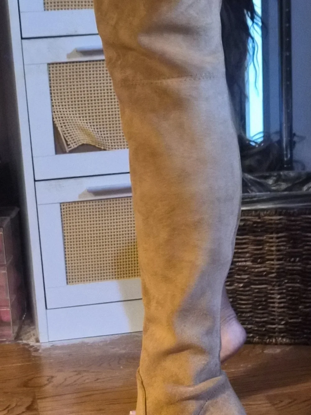 Over-the-Knee Suede Boots in Tan